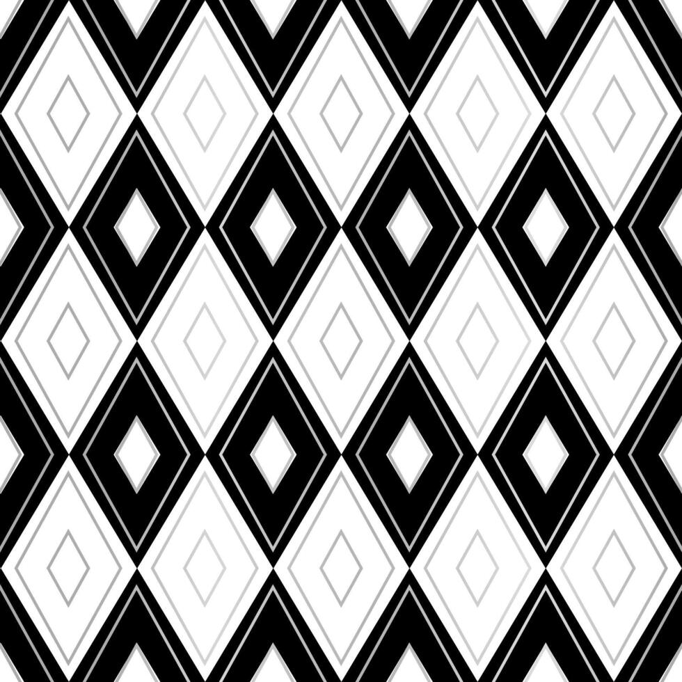 Black White Seamless Pattern with Abstract Rhombus Shapes vector
