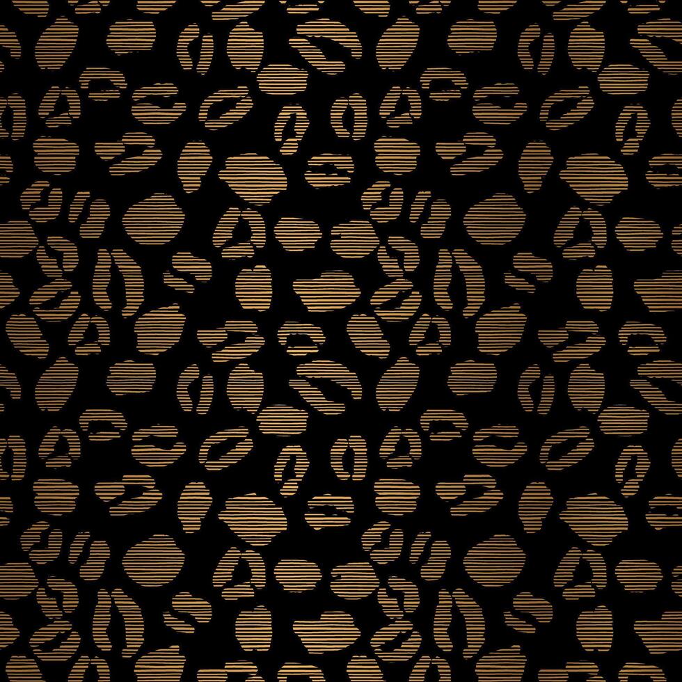 Gold Animal Print Repeat Pattern Design on Black Background with Leopard Spots vector