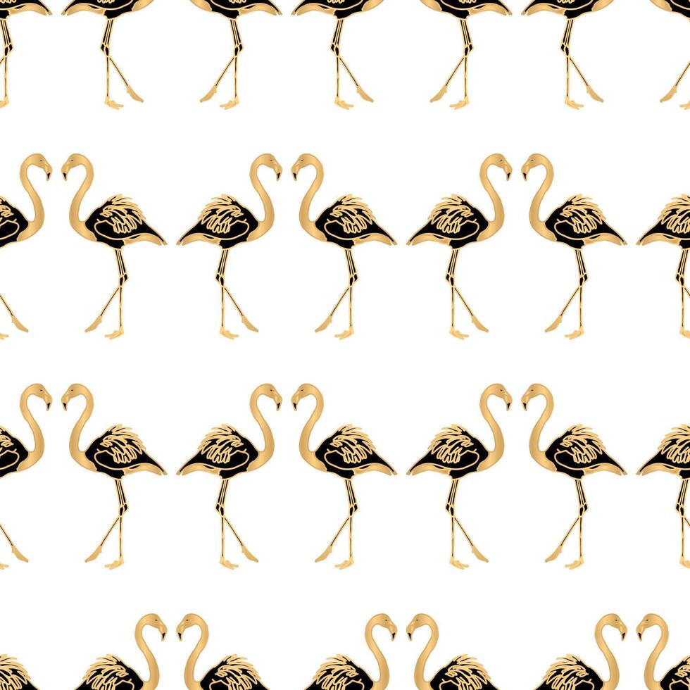 Art Deco Gold Flamingo Pattern Background vector