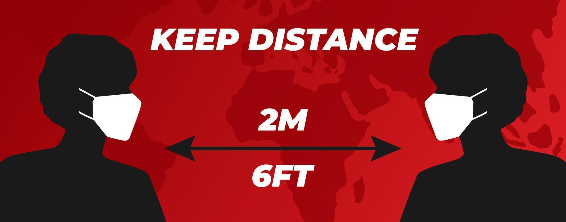 Keep Distance People 2 m or 6 feet Illustration vector