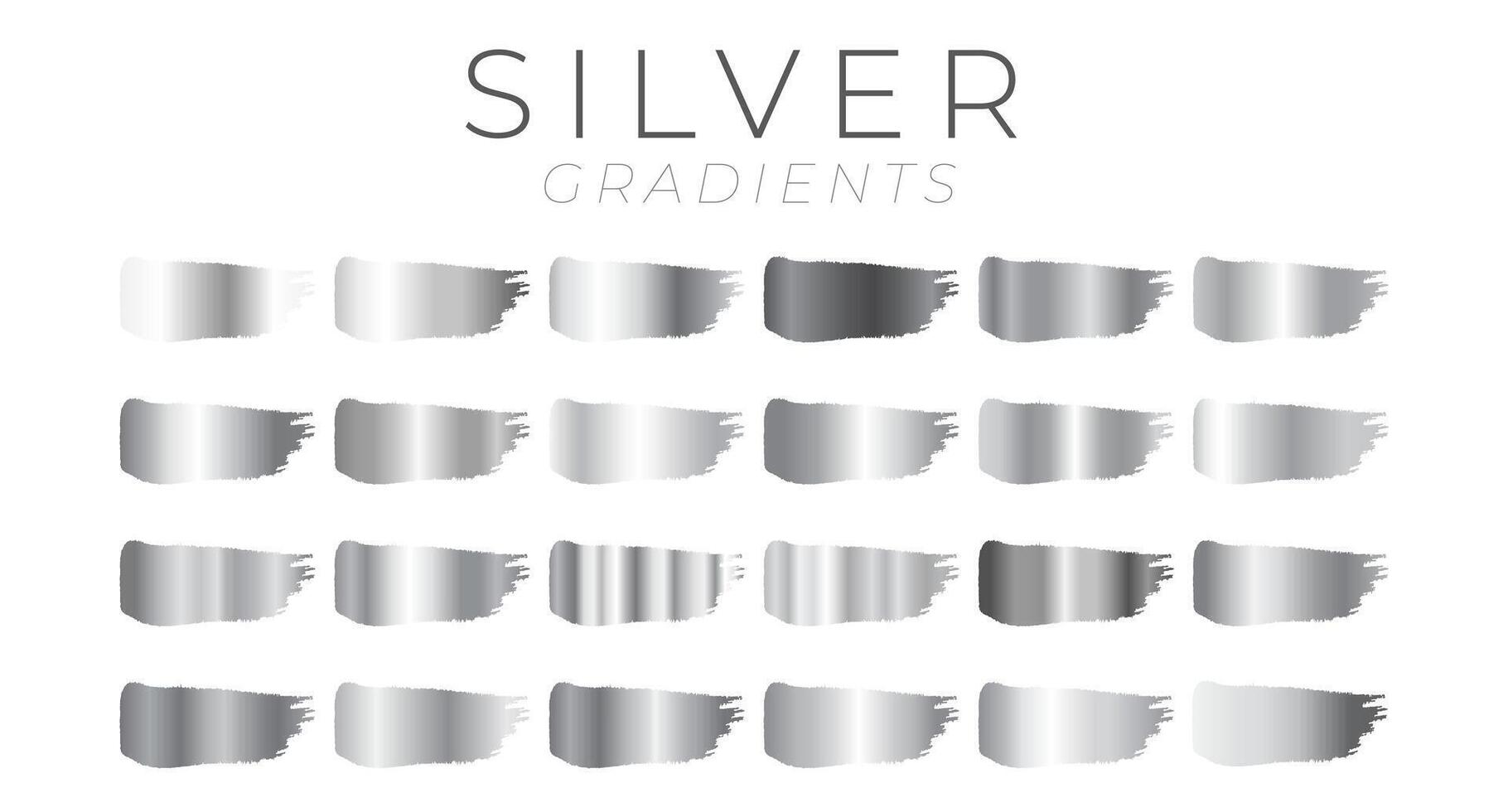 Silver Gradients Paint Color Swatches with Brush Strokes vector