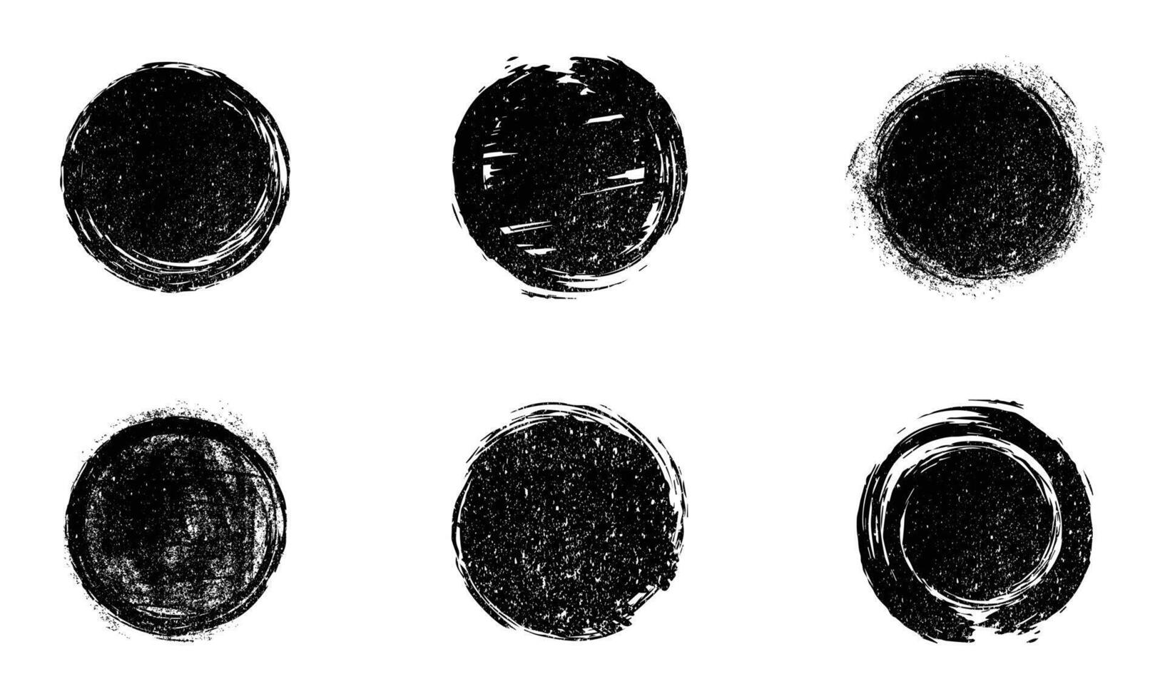 Set of different circle grunge brush strokes vector
