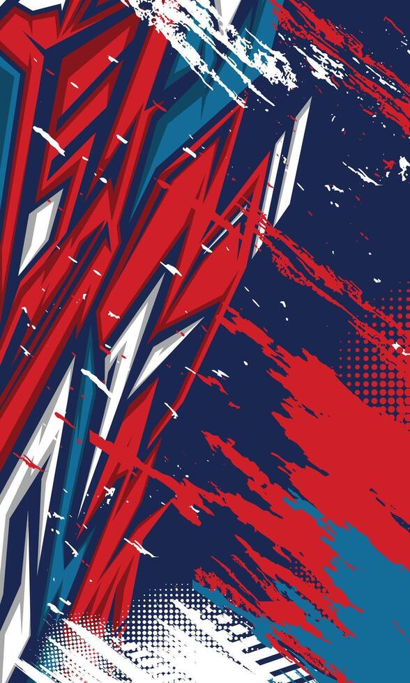 Abstract background grunge brush strokes racing car wrap template and sports jersey fabric design vector