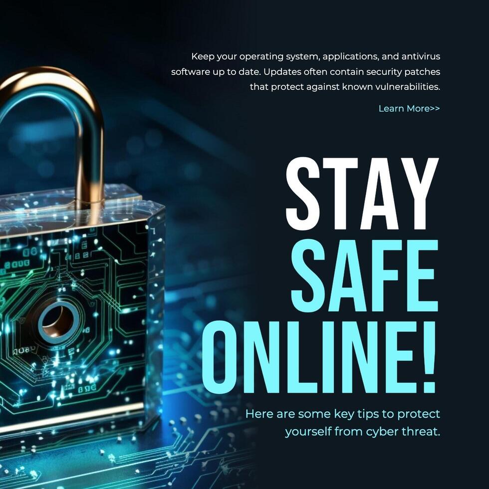 Navy Minimalist Cyber Security Instagram Post template