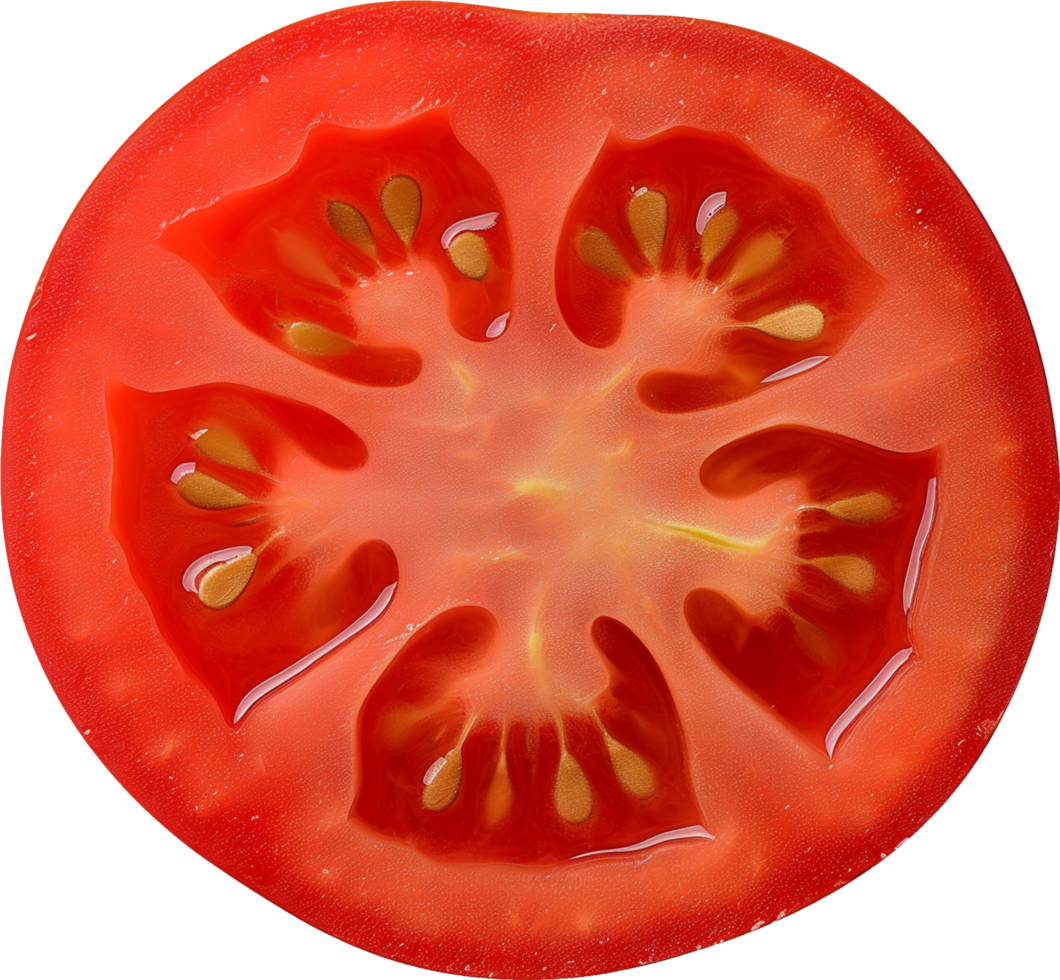a delicious tomato slice isolated on a transparent background png