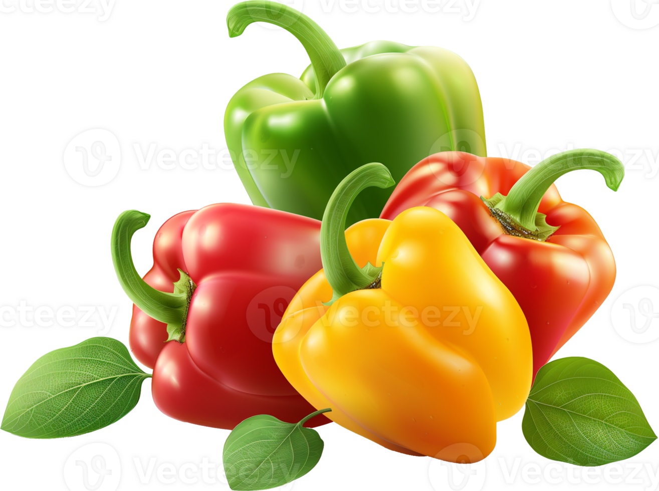 variety of bell peppers isolated on a transparent background png