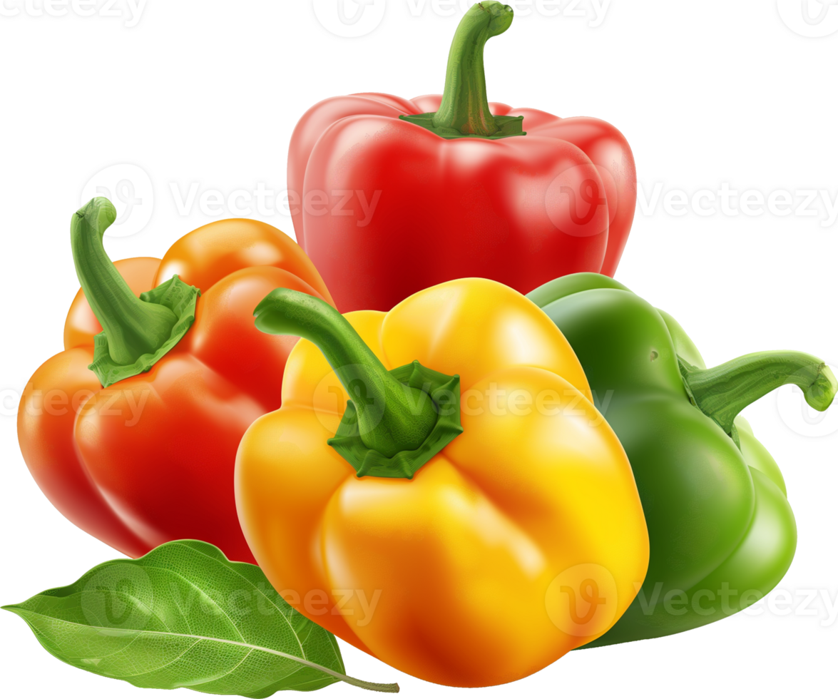 variety of bell peppers isolated on a transparent background png