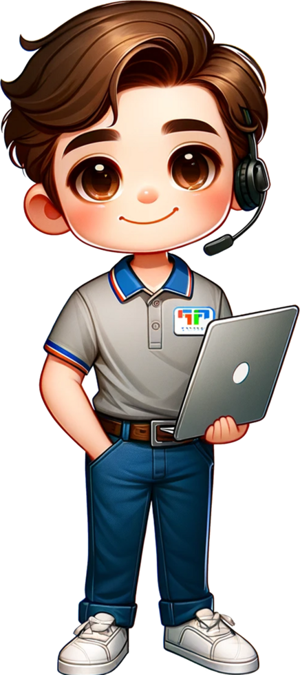 A cute IT Support Technician smiling and standing confidently isolated png