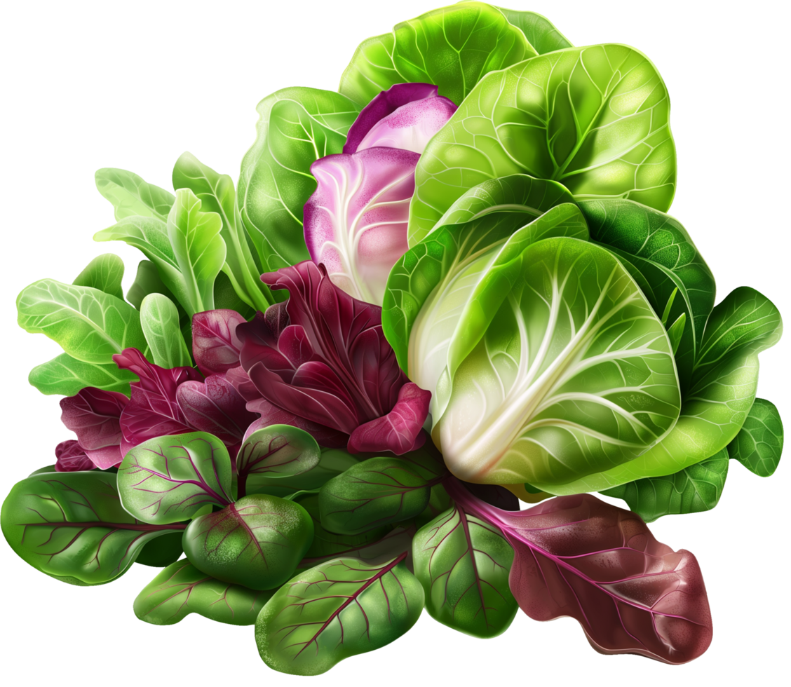 Fresh and green Spring mix vegetables isolated png