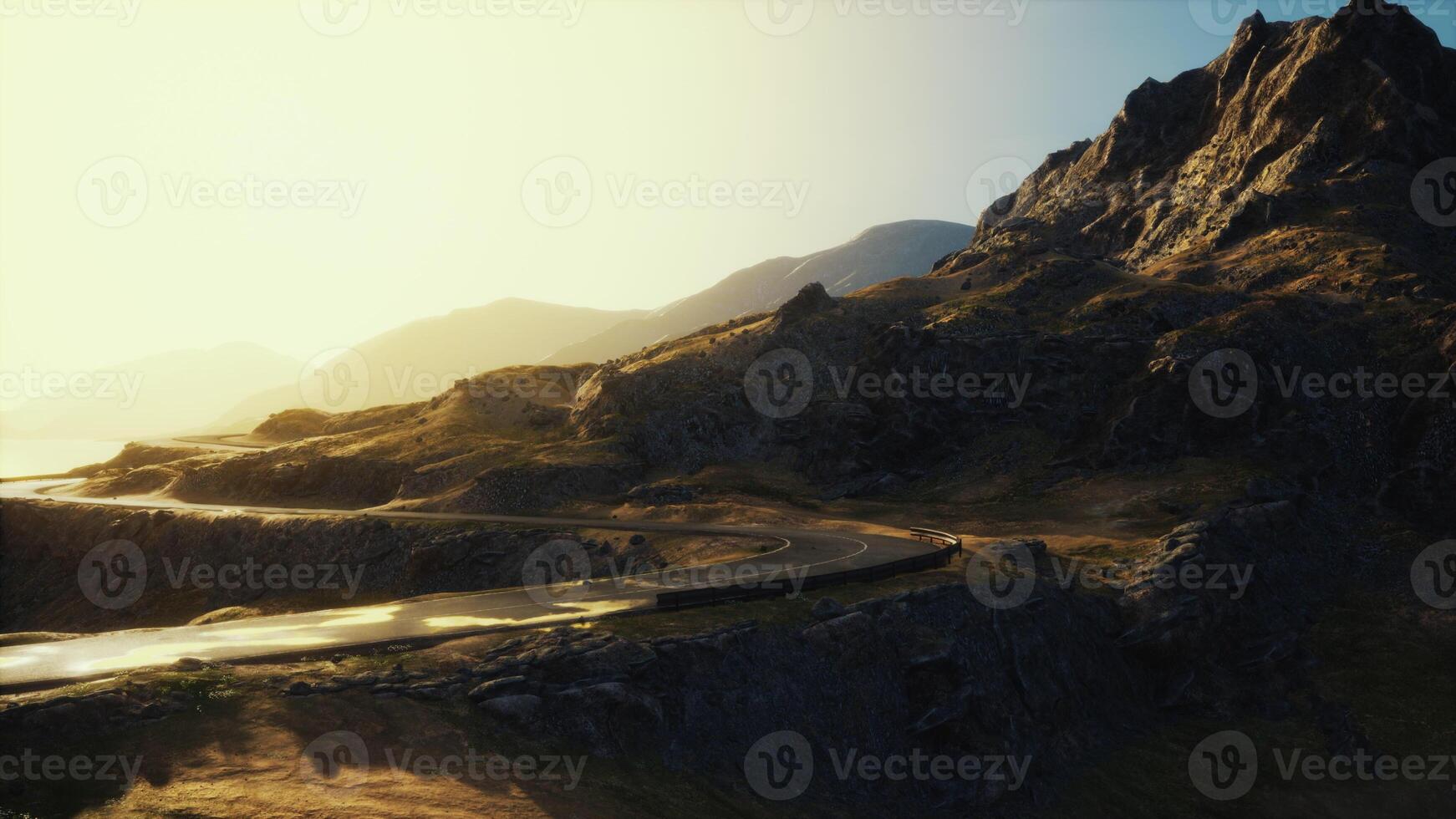 Scenic view of empty road amidst volcanic landscape photo