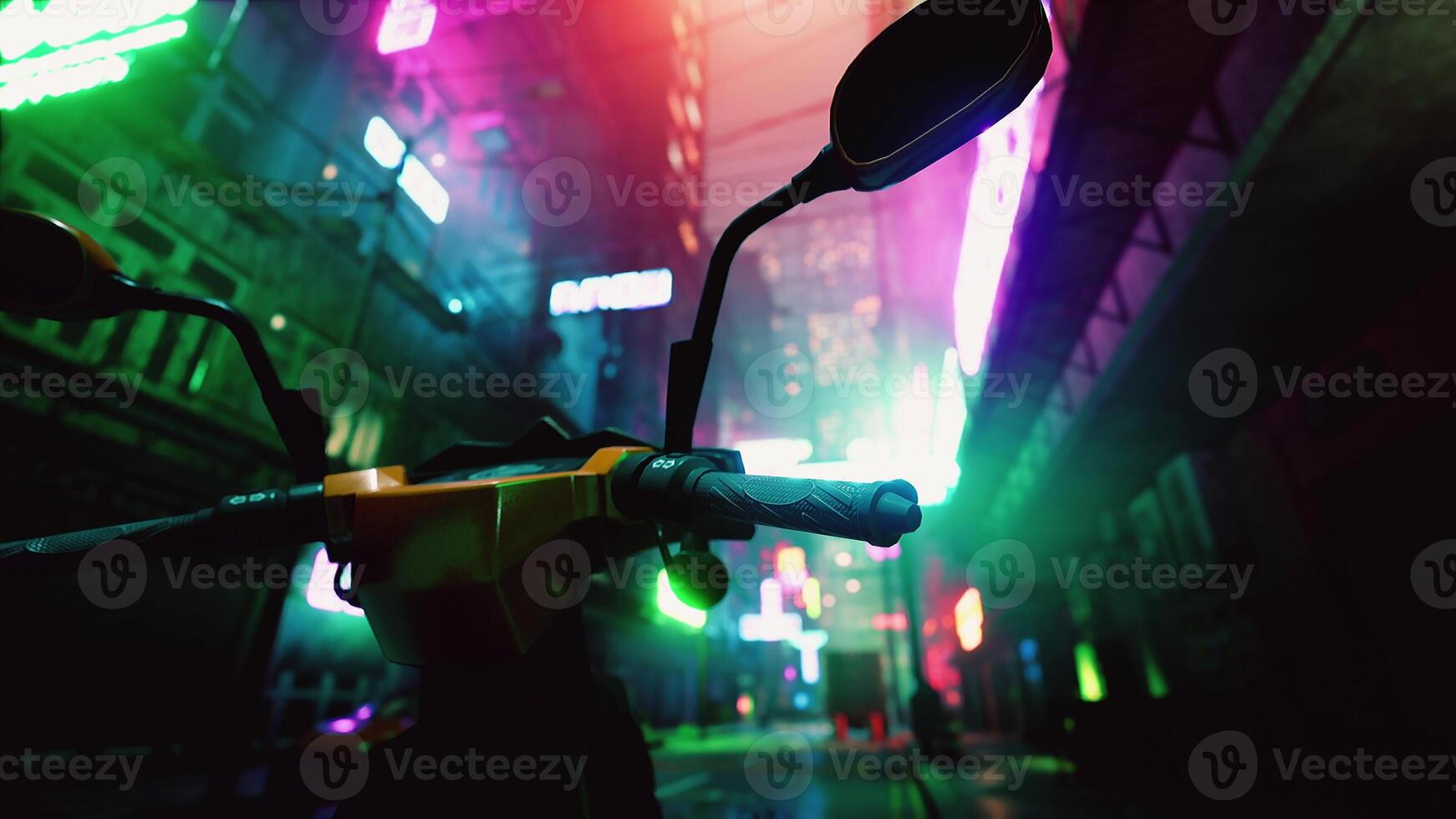 magnificent neon colors add vibrancy and life to this Asian town at night photo