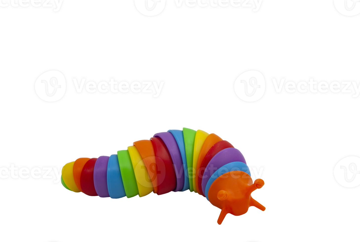 Multicoloured anti-stress plastic slug. Sensory toys for children. Flexible multicoloured toy without background. A game for developing imagination and fine motor skills. png