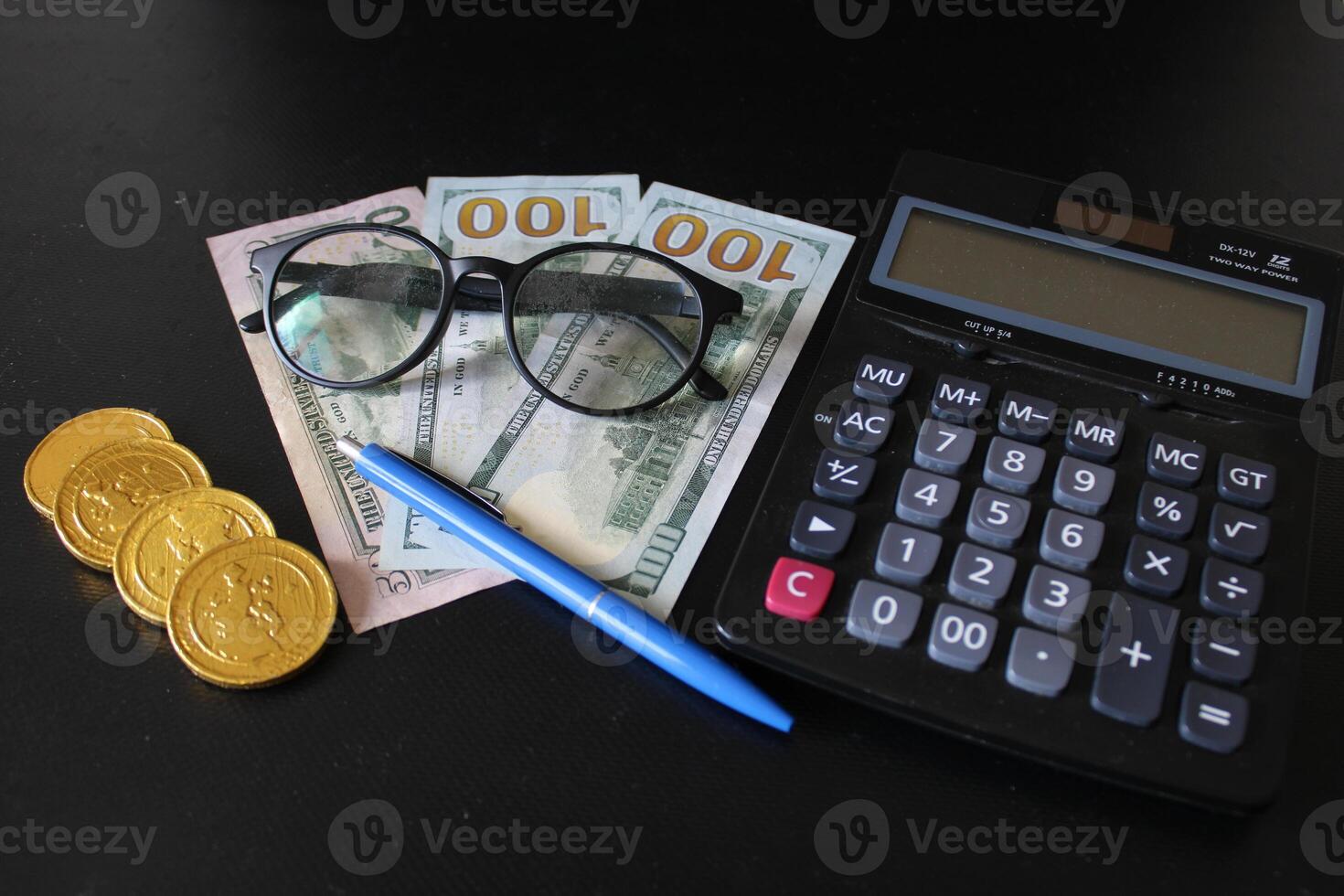 Money, US dollar bills background. Finance and Economy concepts. Money scattered on the desk. photo