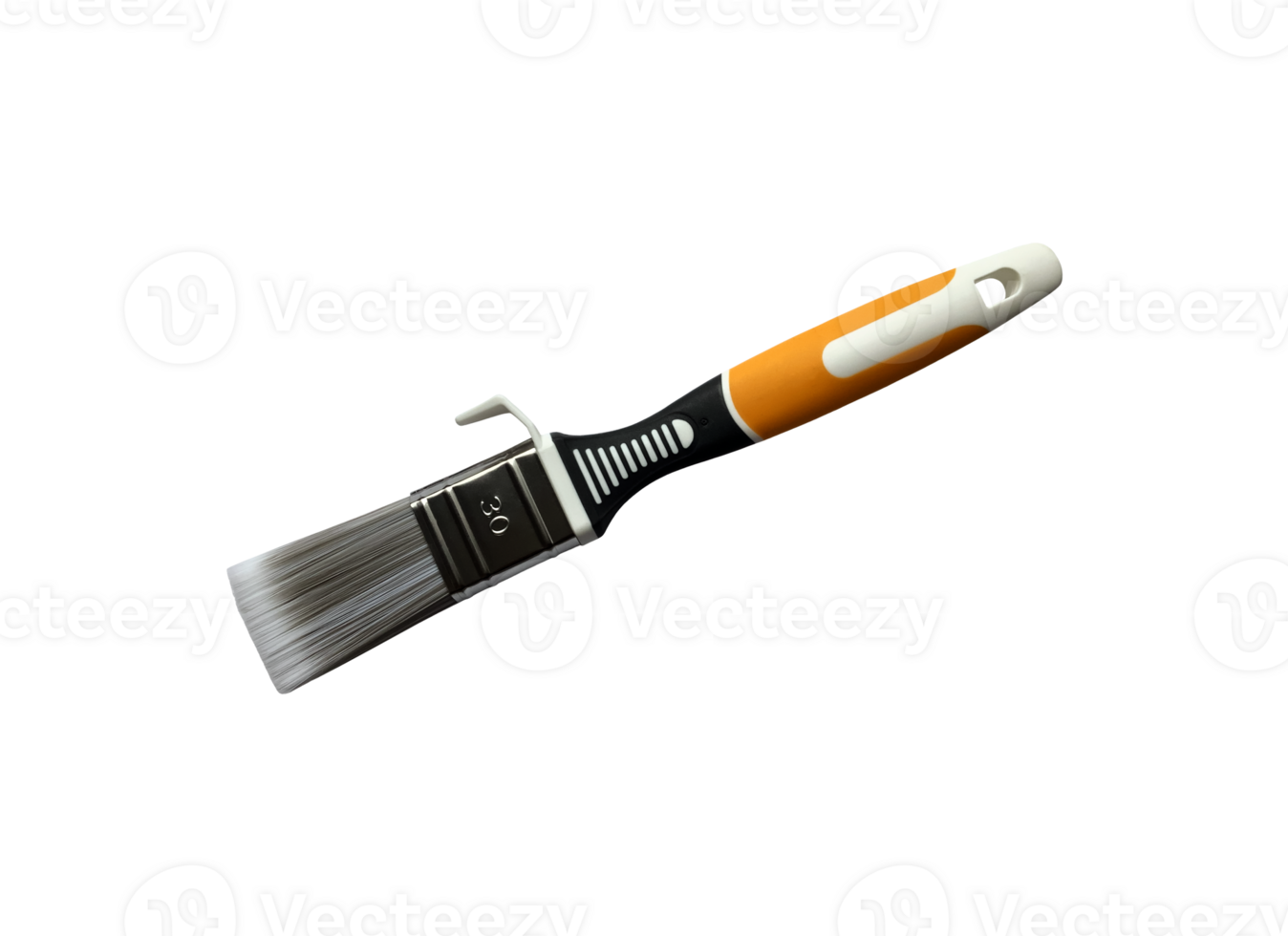 Paint brush top view closeup, clean new cutout working tool for house renovation, isolated with clipping path object for making repair works png
