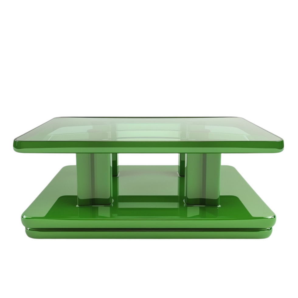 green glass coffee table with two shelves AI-Generated png