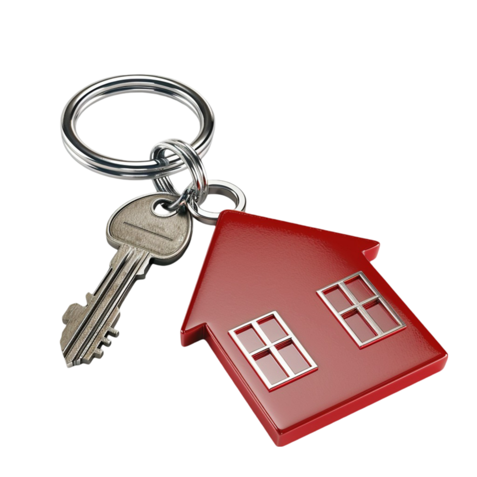 keychain with house and key on transparent background AI-Generated png