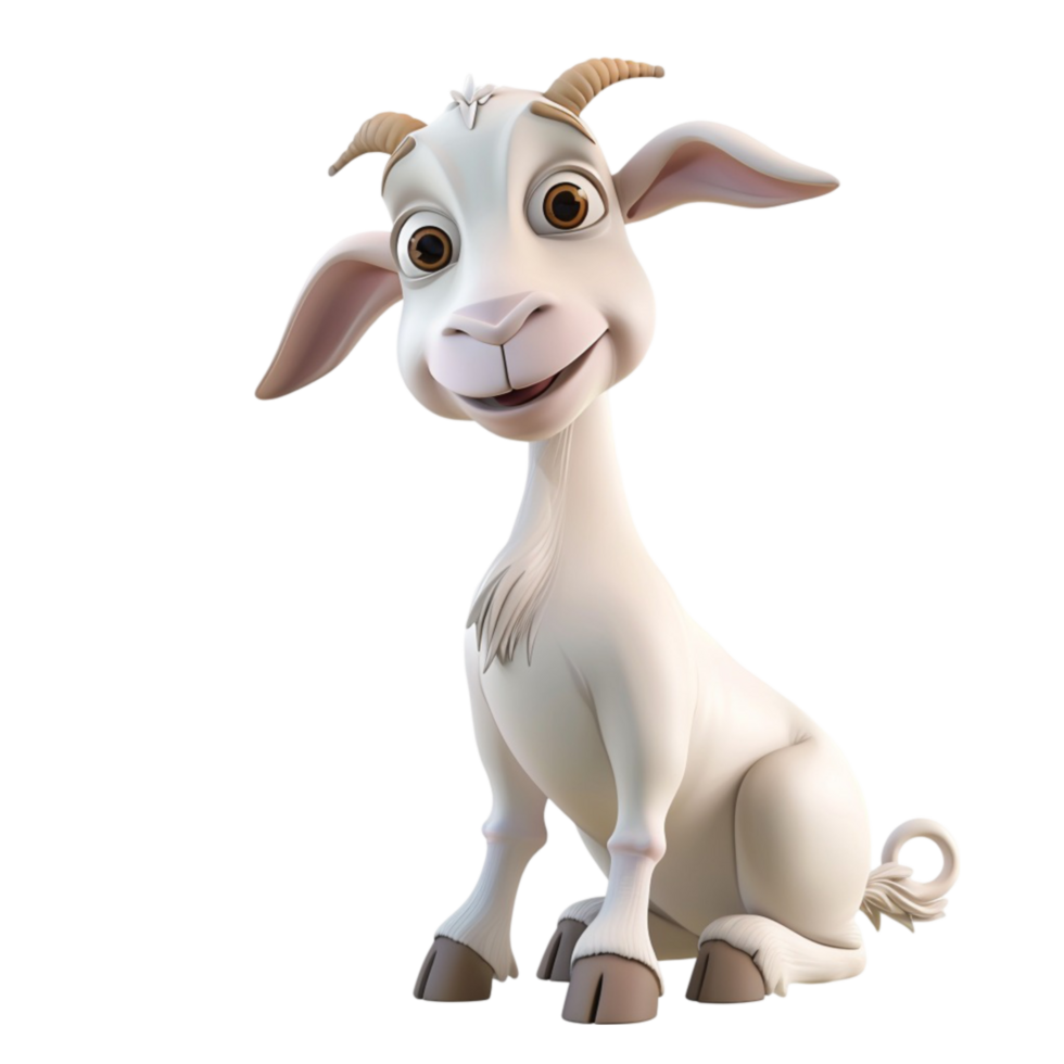cartoon goat on transparent background AI-Generated png