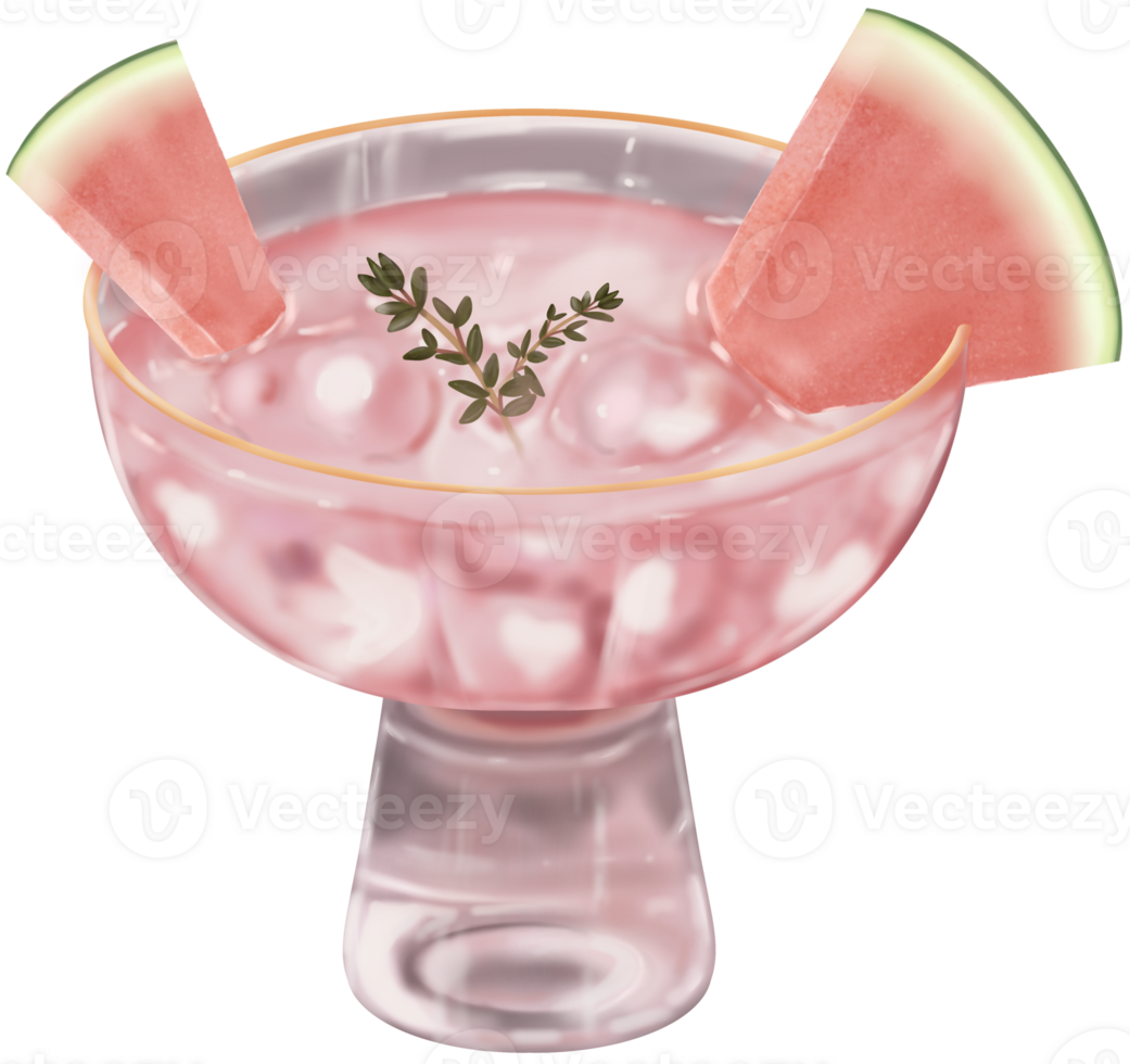Watermelon in a glass of cocktail with ice is perfect for refreshing on a hot day png