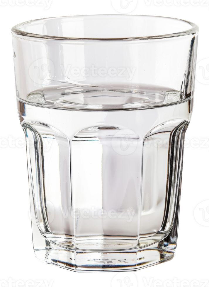 Clear glass tumbler filled with water on transparent background - stock . png