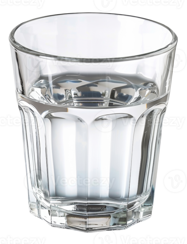 Clear glass tumbler filled with water on transparent background - stock . png