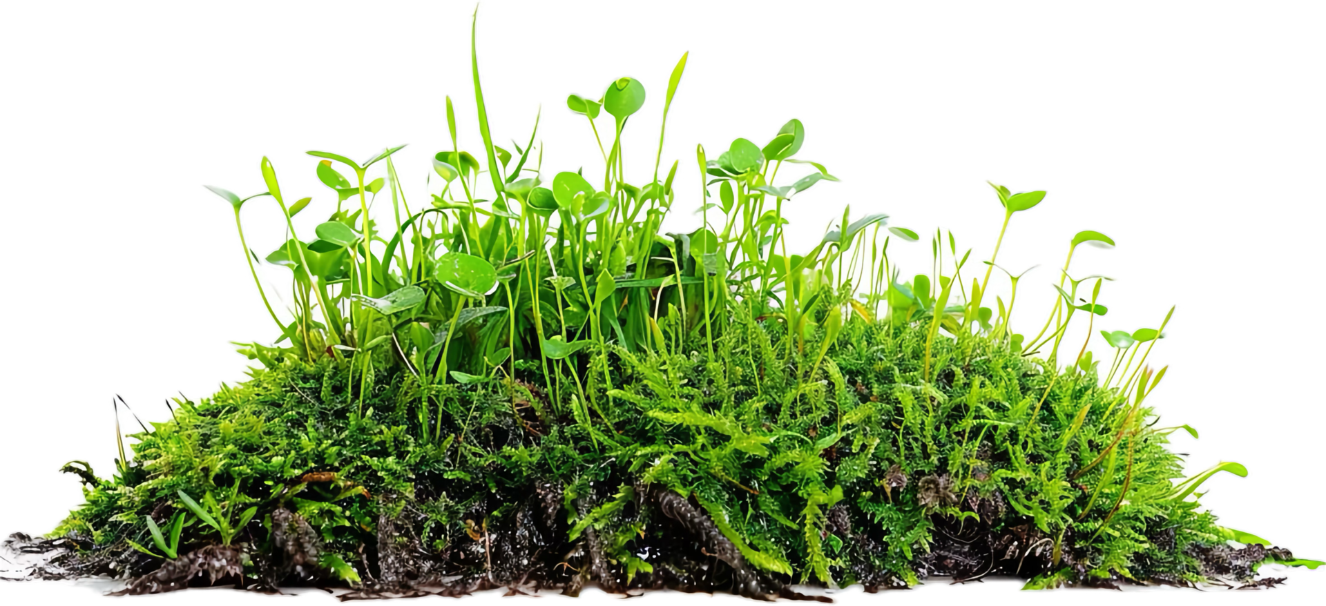 Lush Green Moss and Plants on Rock png