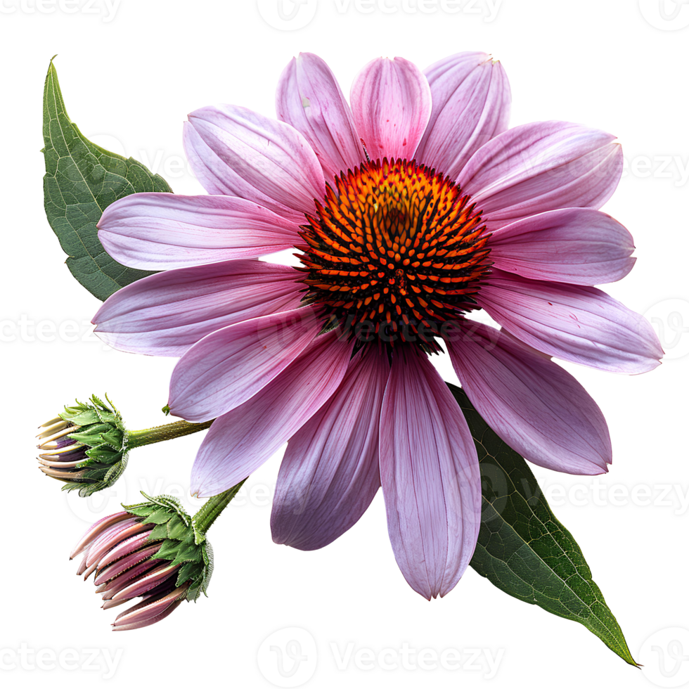 Purple Coneflower Echinacea Flower Top View Purple Coneflower From Purple Coneflower Echinacea Flower Top View Purple Coneflower From Daisy Family Flat Lay Isolated Purple Flower During Summertime Bloom Png