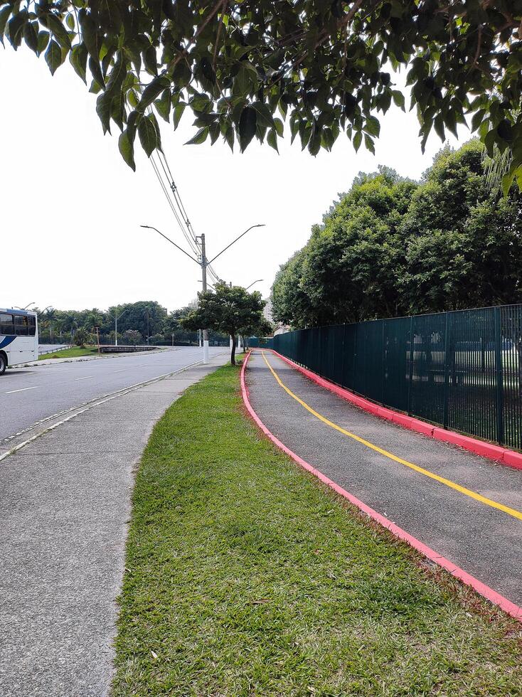 Jacarei, Sao Paulo, Brazil, February 7, 2024, Parque da Cidade, detail of the cycle path on a sunny day. photo