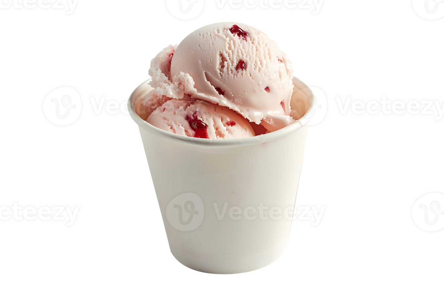 Cherry Chocolate ice cream scoop on white blank empty paper cup png