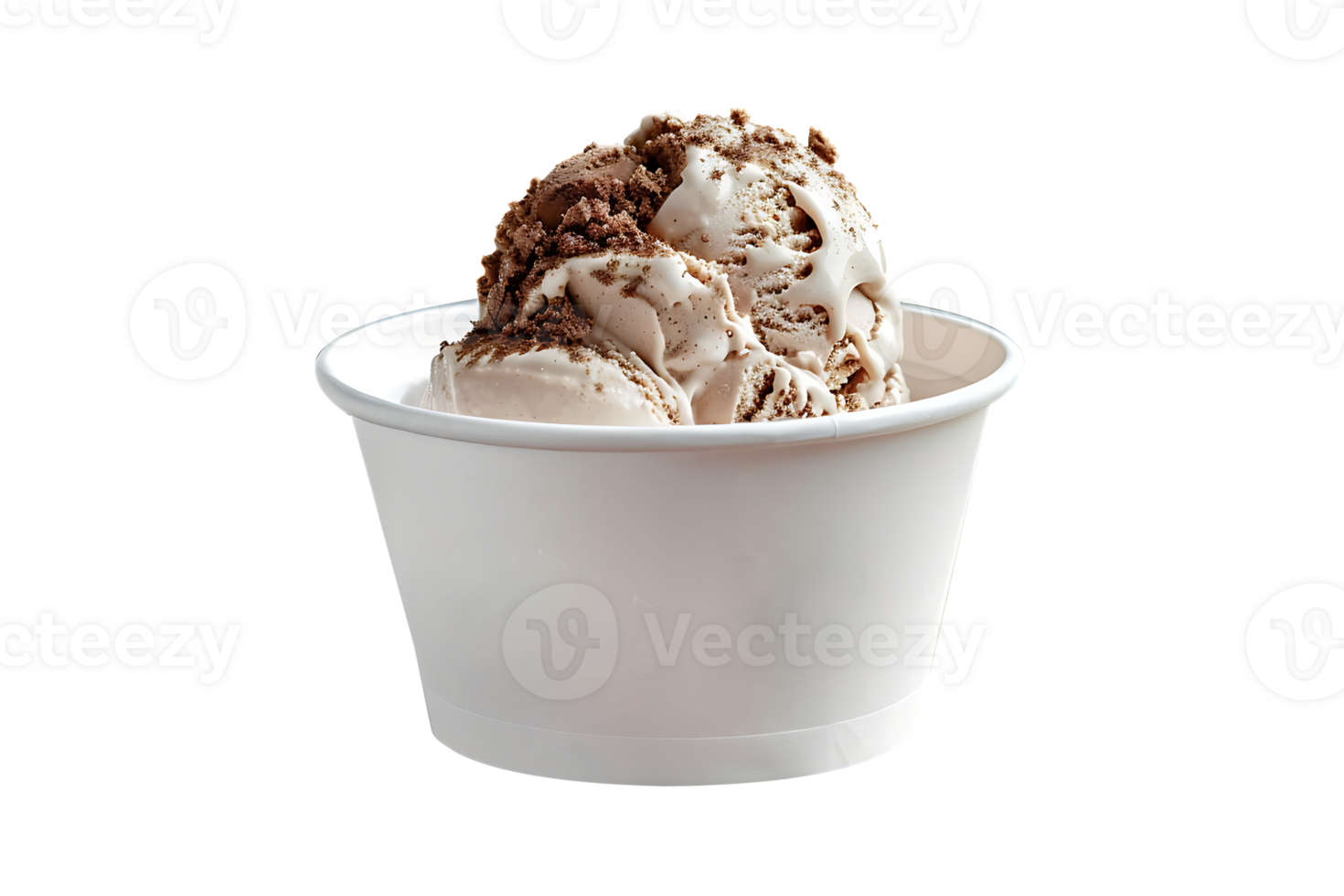 Moose Tracks ice cream scoop on white blank empty paper cup png