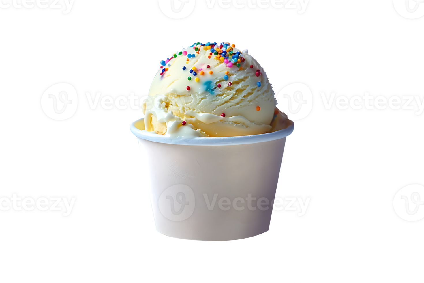 Cake Batte ice cream scoop on white blank empty paper cup png