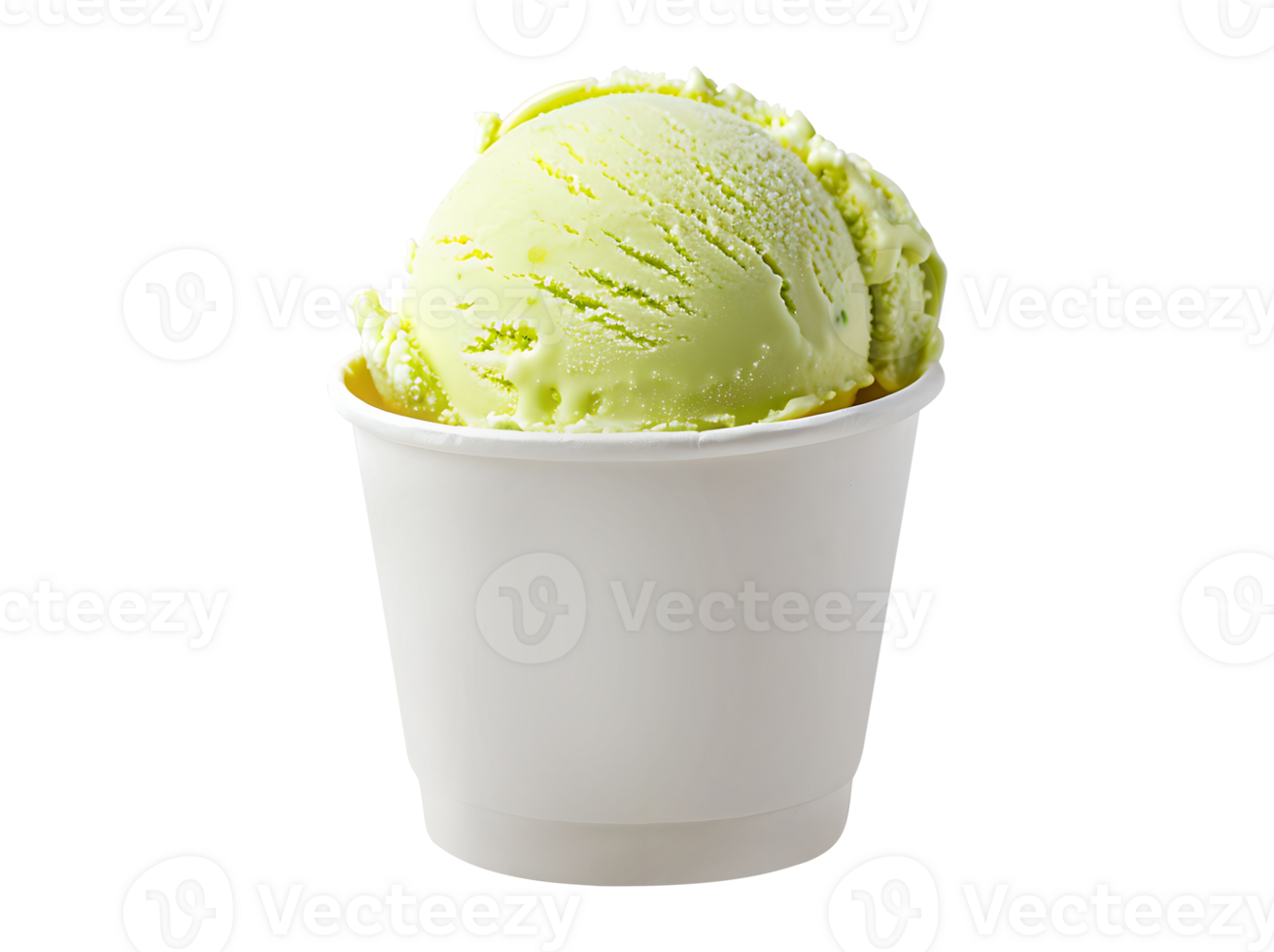 Key Lime ice cream scoop on white blank empty paper cup png