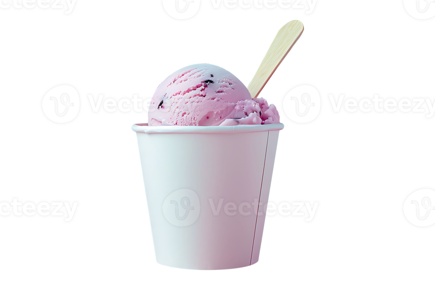 Neapolitan ice cream scoop on white blank empty paper cup png