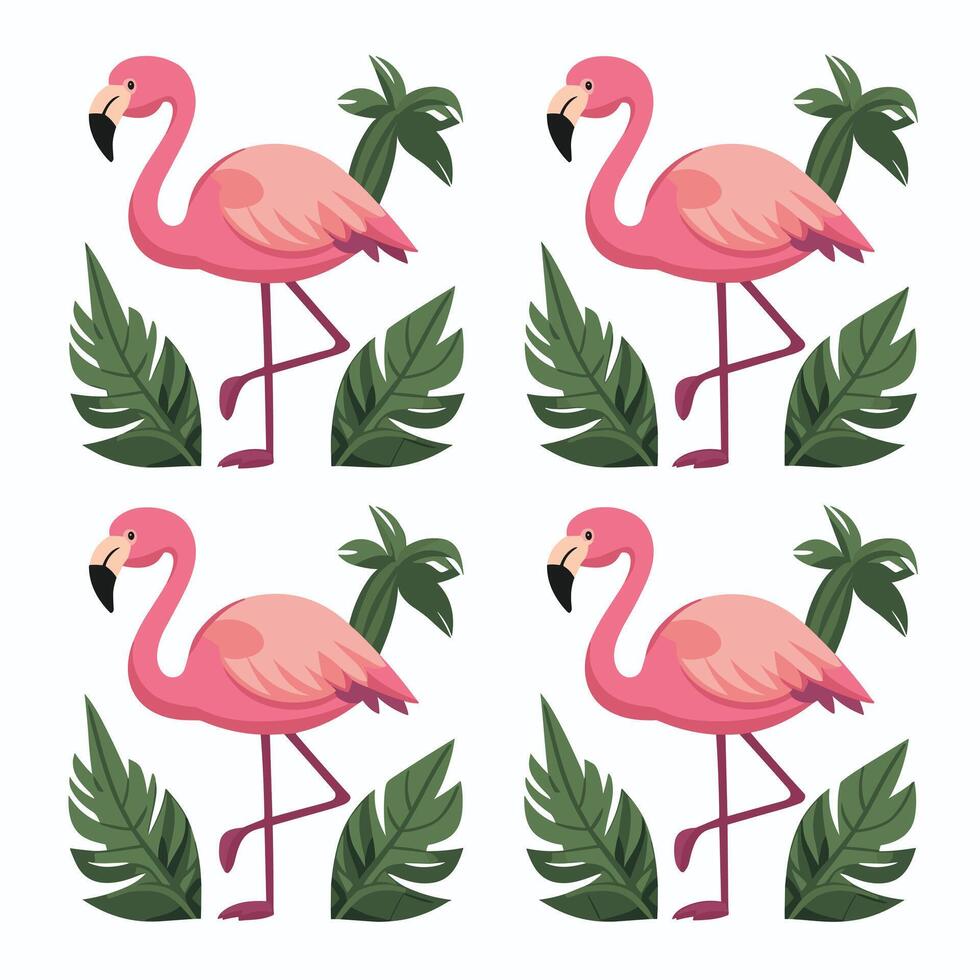Cartoon Pink flamingo on an isolated white background. vector