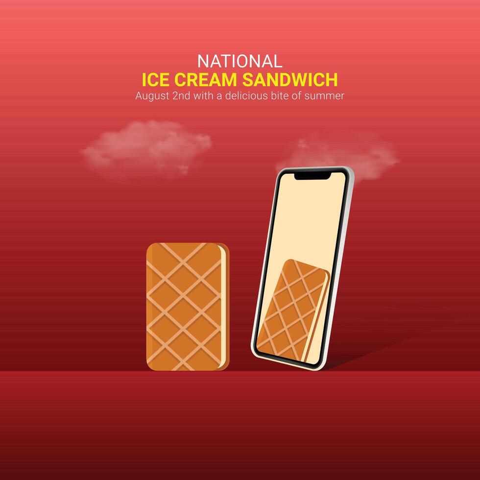 national ice cream sandwich day Design. ice cream sandwich icon isolated on Template for background. ice cream sandwichs creative ads Poster, August 2. Important day vector