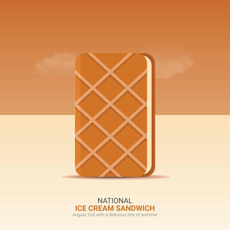 national ice cream sandwich day Design. ice cream sandwich icon isolated on Template for background. ice cream sandwichs creative ads Poster, August 2. Important day vector