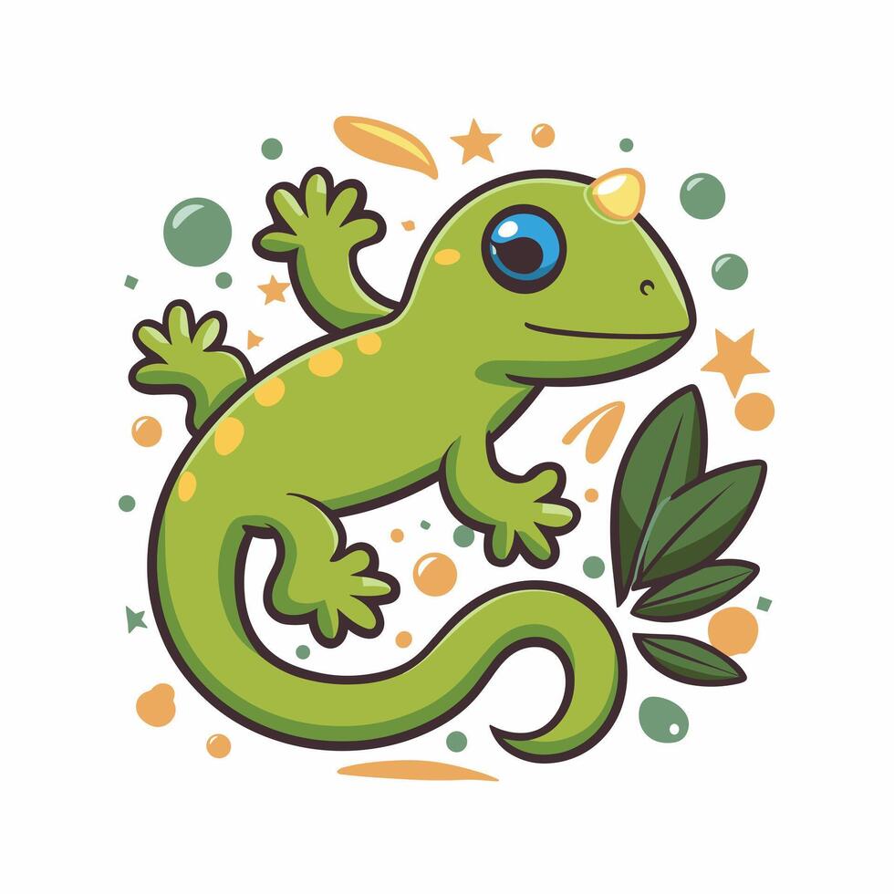 Lizard Gecko Animal flat illustration on white background vector