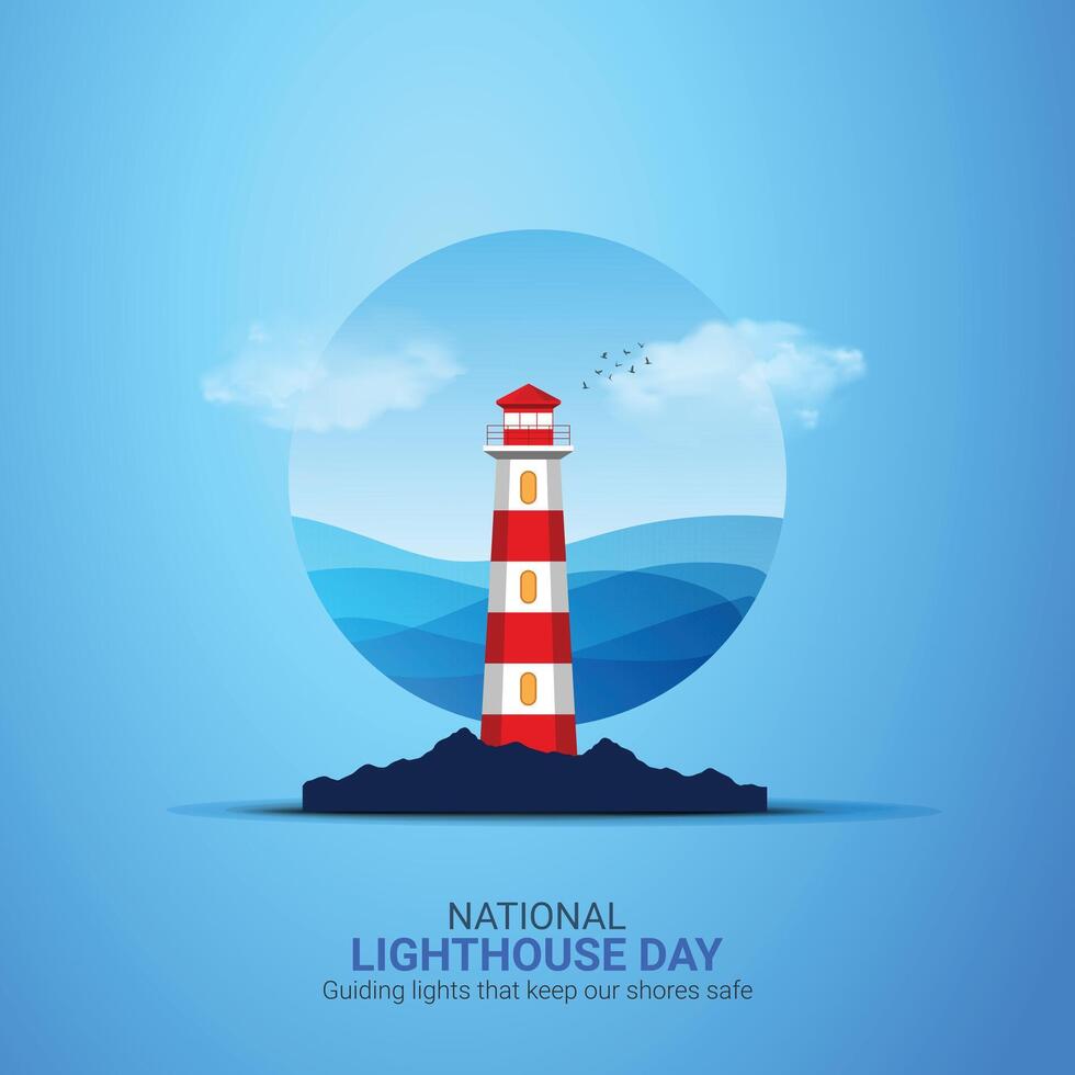 National Lighthouse Day creative ads design. Lighthouse Day element isolated on Template for background. Lighthouse Day Poster, , illustration, August 7. Important day vector