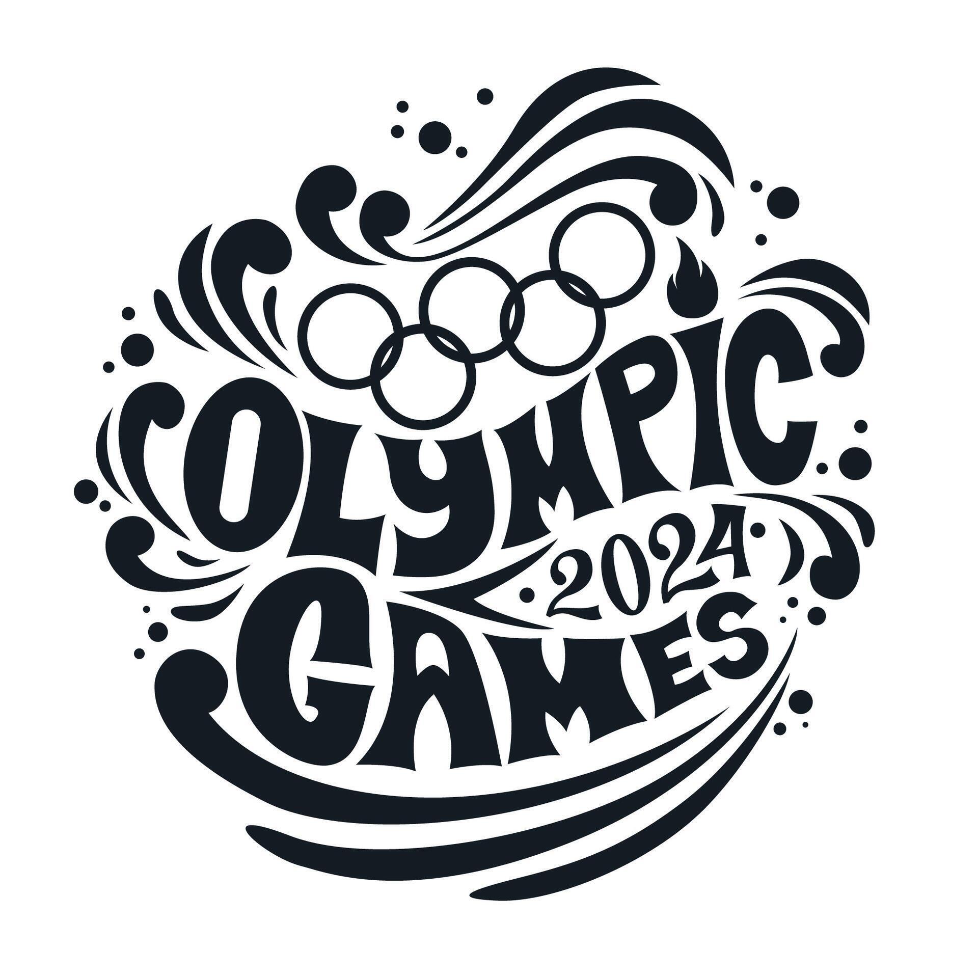 Olympic Games 2024. Summer Olympic Games in Paris 2024. Black lettering