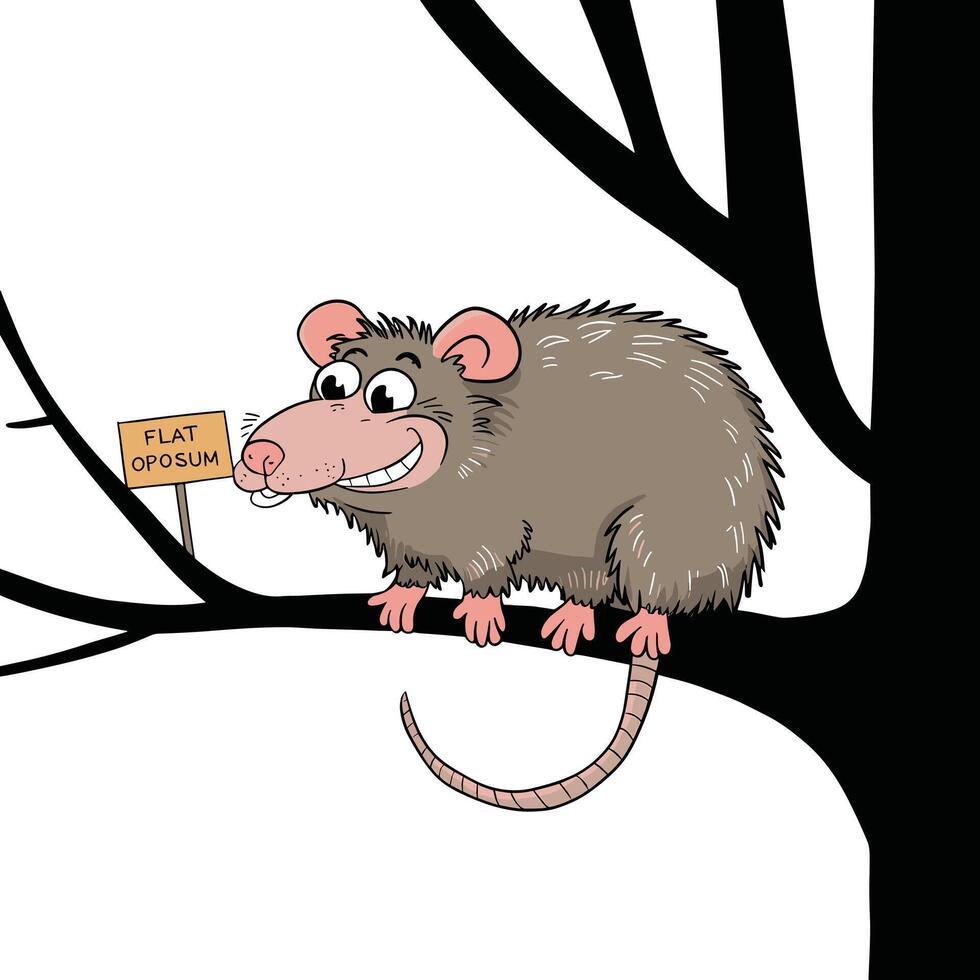 Cute cartoon opossum isolated on a white background. illustration vector