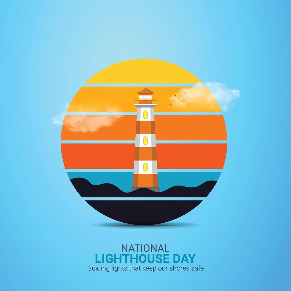 National Lighthouse Day creative ads design. Lighthouse Day element isolated on Template for background. Lighthouse Day Poster, , illustration, August 7. Important day vector
