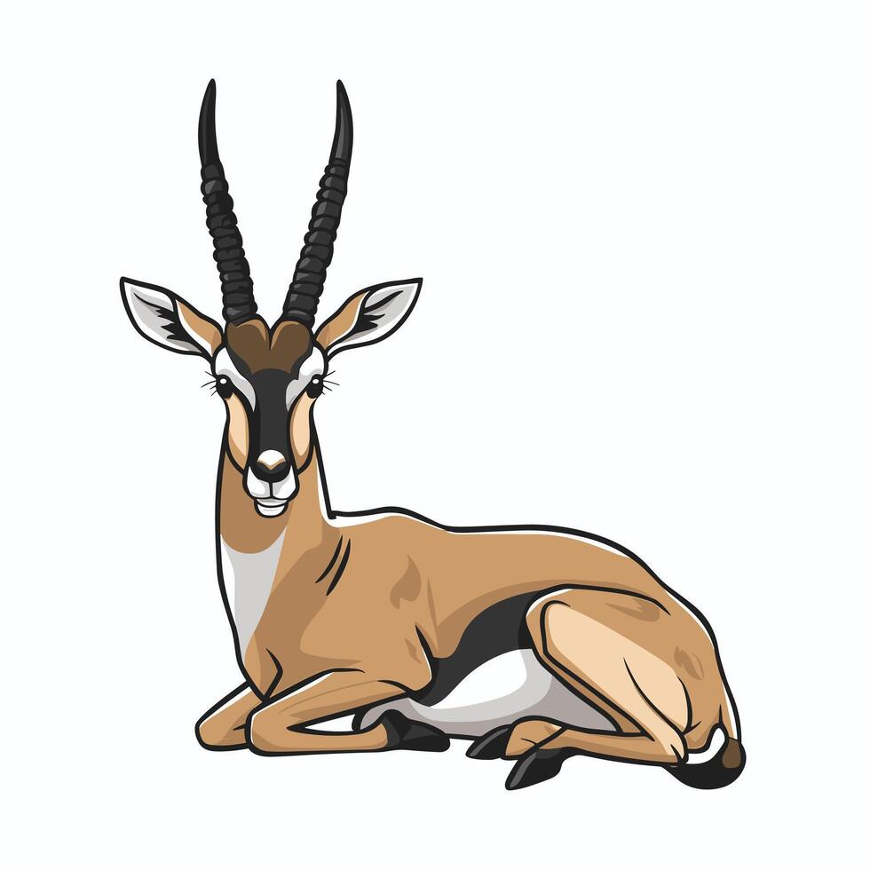 gazelle cartoon animal design flat illustration on white background side view antelope vector