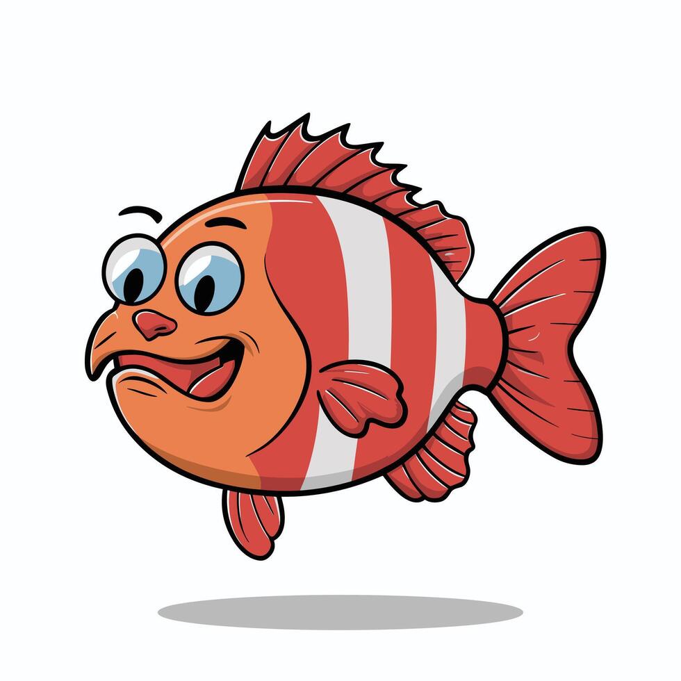 Cartoon happy catfish on white background vector