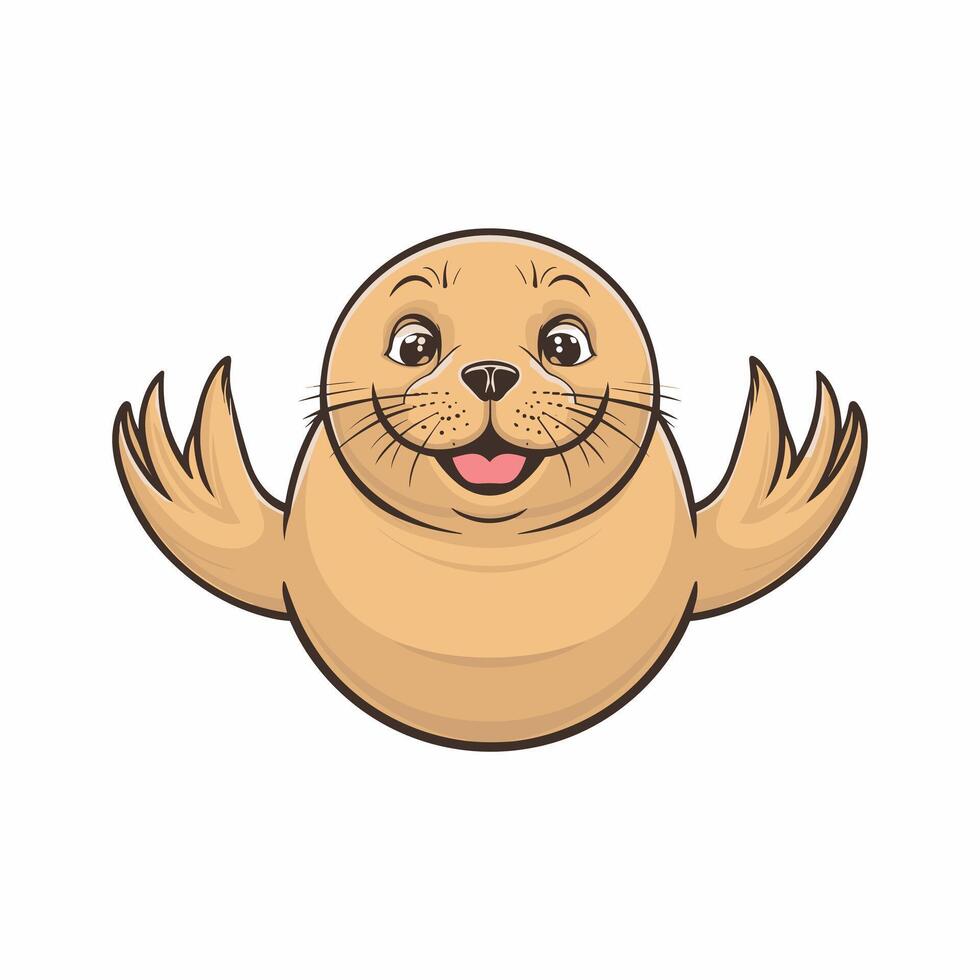 Cute seal cartoon animal design flat illustration isolated on white background vector