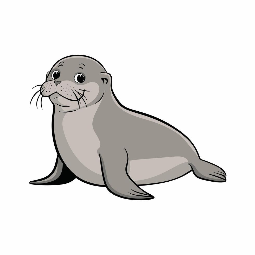 Cute seal cartoon animal design flat illustration isolated on white background vector