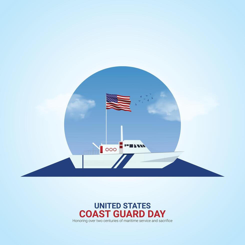 U.S. Coast Guard day creative ads. Coast Guard element isolated on Template for background. Coast Guard Design Poster, August 4. Important day vector