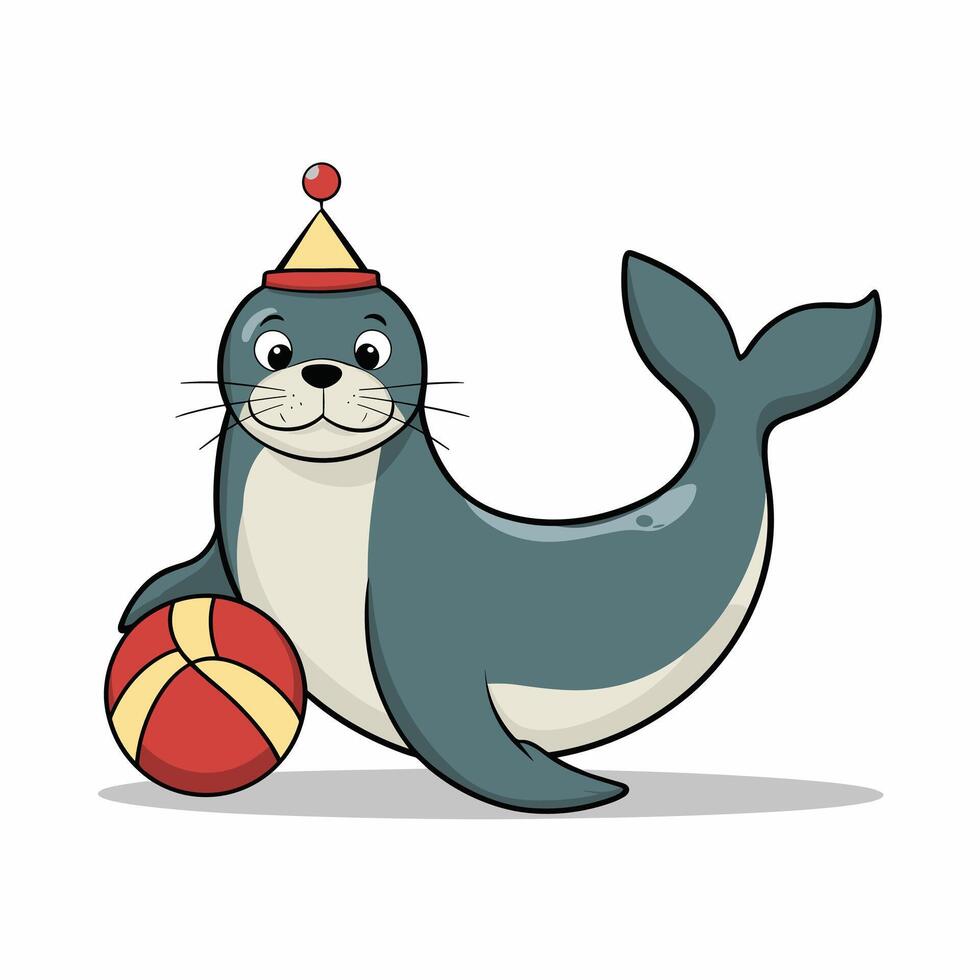 Cute seal cartoon animal design flat illustration isolated on white background vector