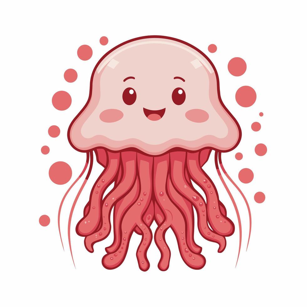 Cute Jellyfish Illustration on White background vector