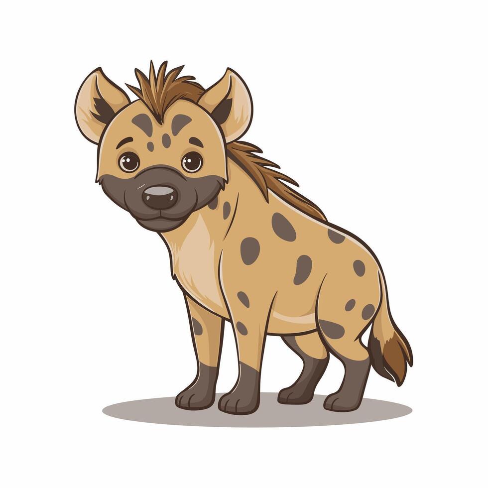 Set Hyena character with different action poses and views isolated on white background vector