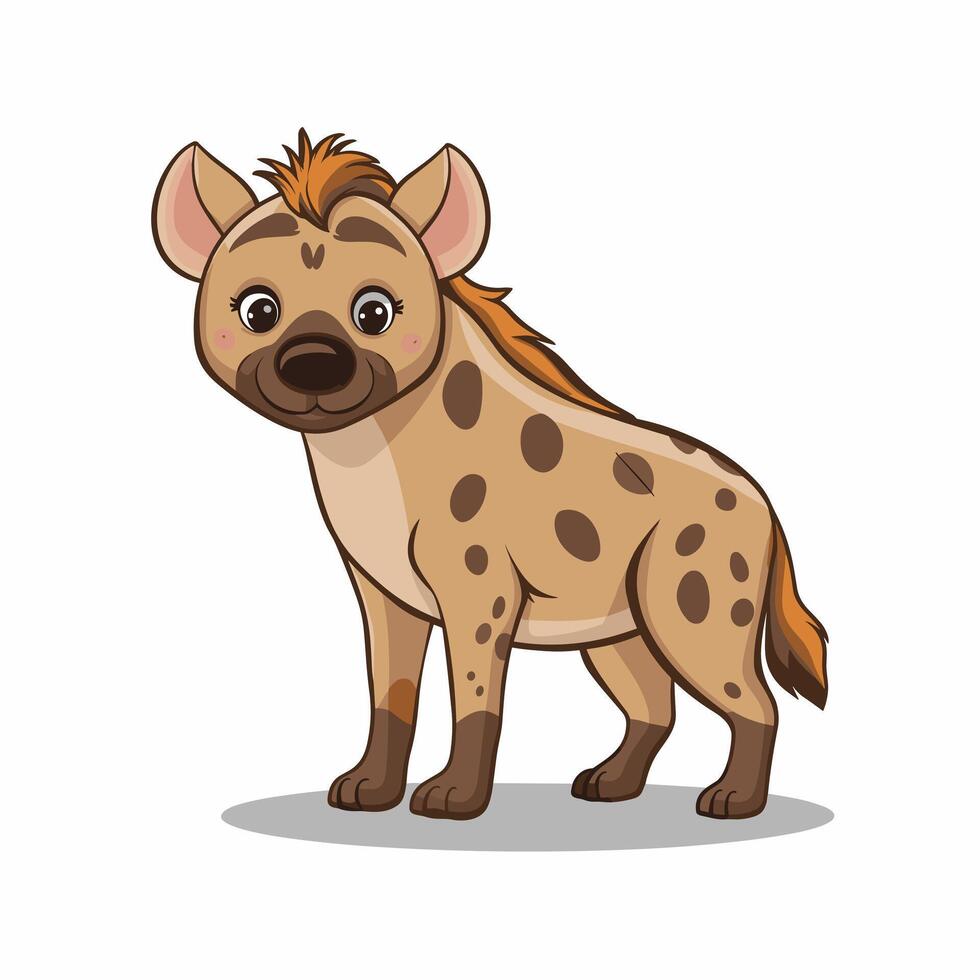 Set Hyena character with different action poses and views isolated on white background vector