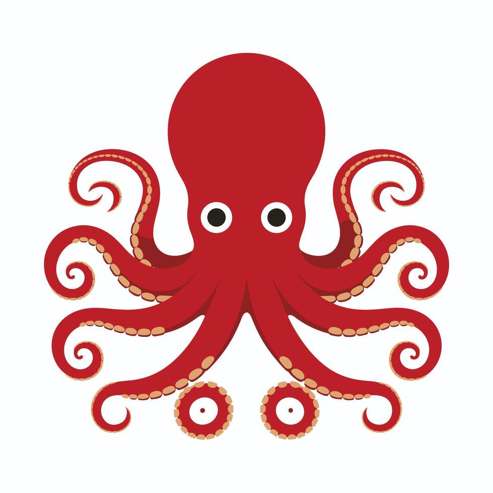 Octopus Cartoon Character Illustration Isolated on White Background vector